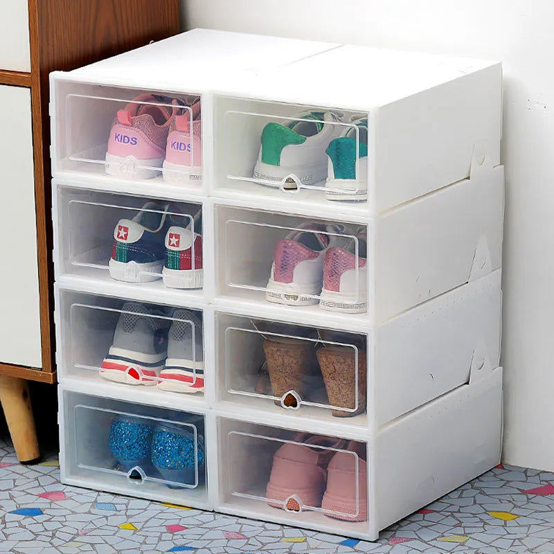 Foldable Shoe Organizer Bins With Clear Magnetic Doors