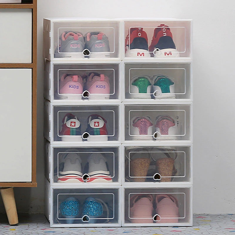 Foldable Shoe Organizer Bins With Clear Magnetic Doors